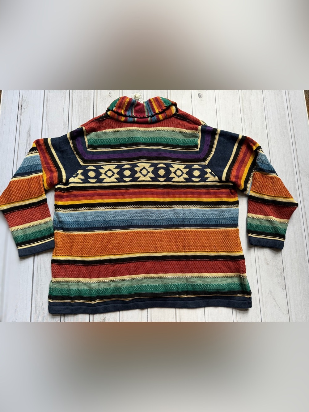 New Navy multi Serape Aztec southwest cardigan sweater jacket. Size 2XL